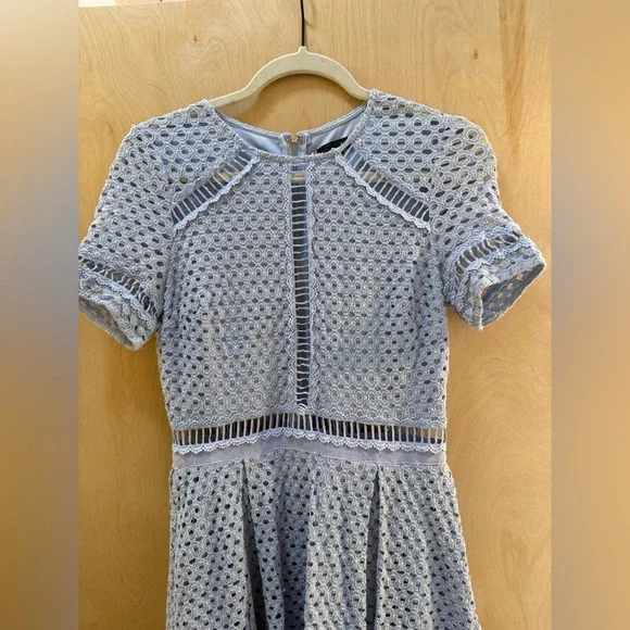 Aqua Blue Lace Dress with Crochet Detailing - Picture 14 of 14